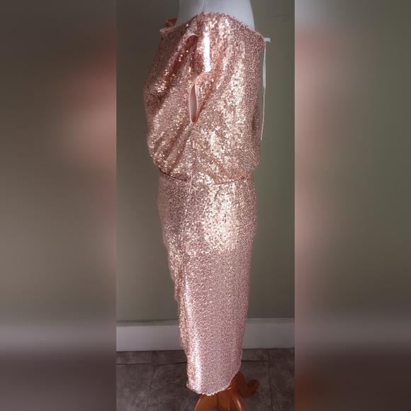 NWT Grace Karin Sequin Off shoulder Ruched Champagne Dress Size M Medium - Picture 6 of 8